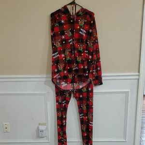 Red Plaid Christmas Onesie Pajamas